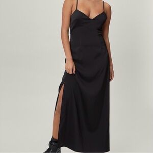 Nasty Gal Petite Satin Cowl Back Split Side Maxi Dress